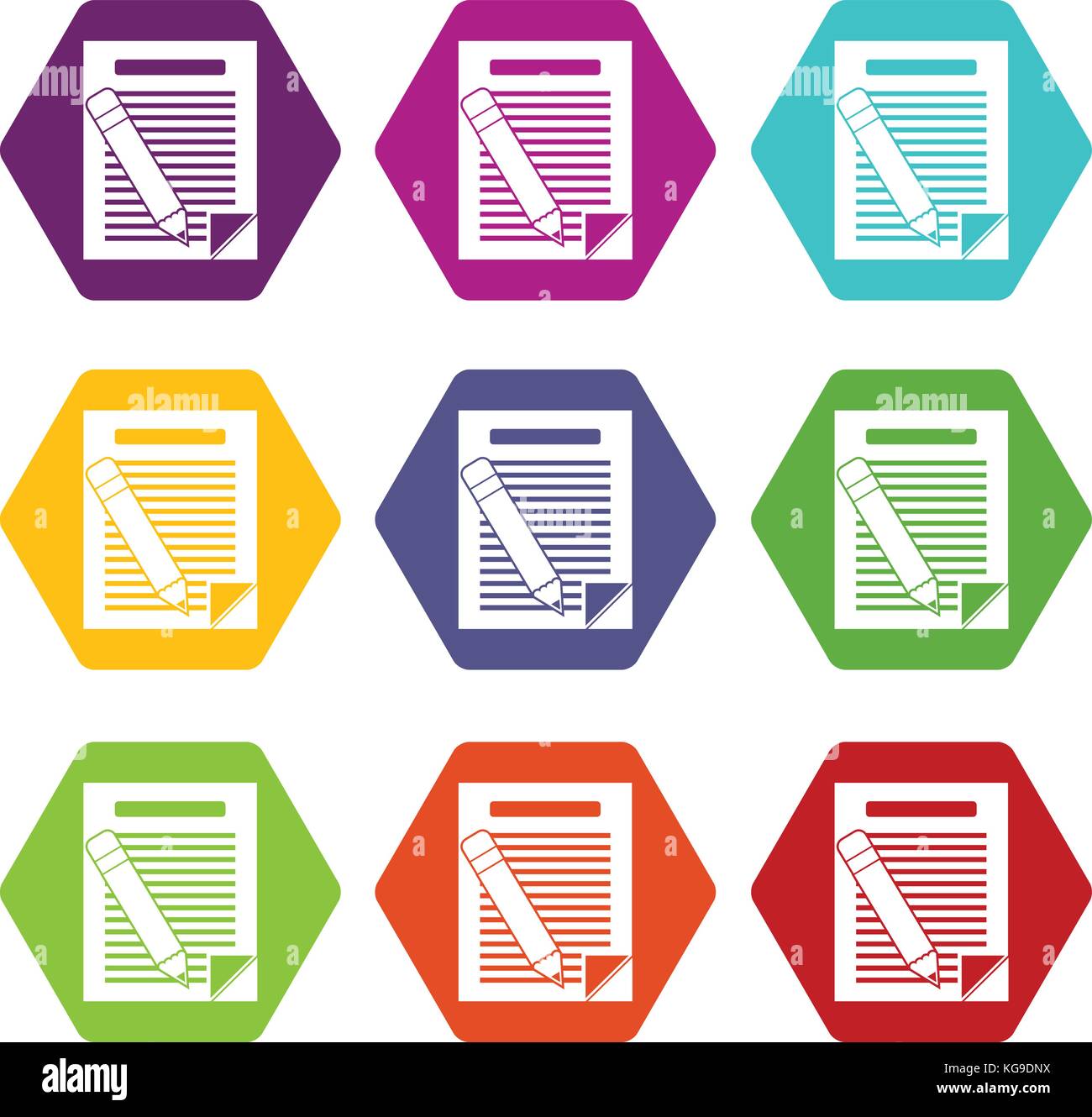 Paper and pencil icon set color hexahedron Stock Vector Image & Art - Alamy