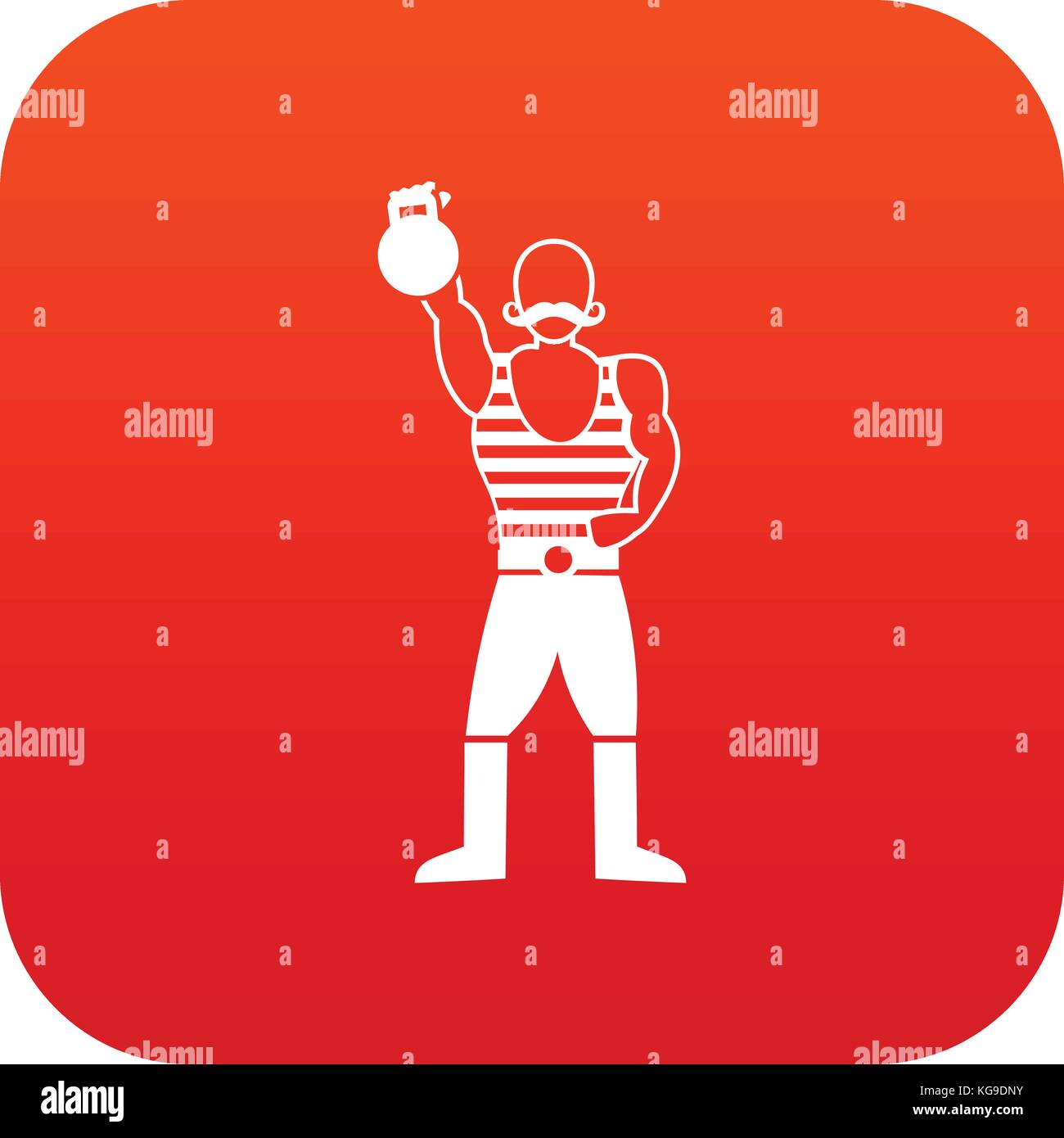 Strong man with kettlebell icon digital red Stock Vector Image & Art ...