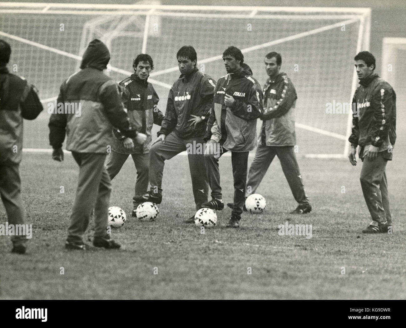 Training of the Italian national football team 1980 Stock Photo