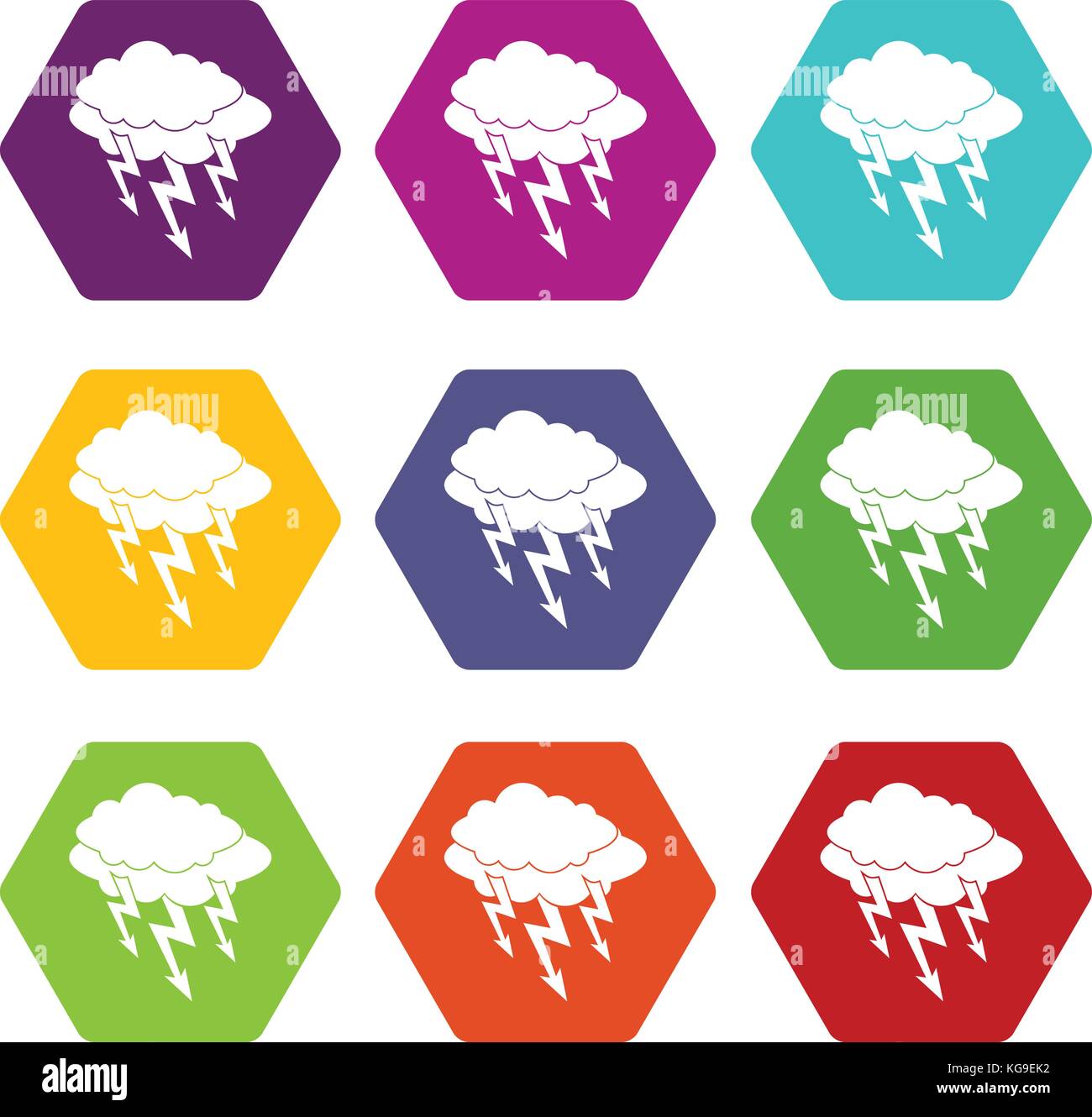 Lightning bolt icon set color hexahedron Stock Vector Image & Art - Alamy