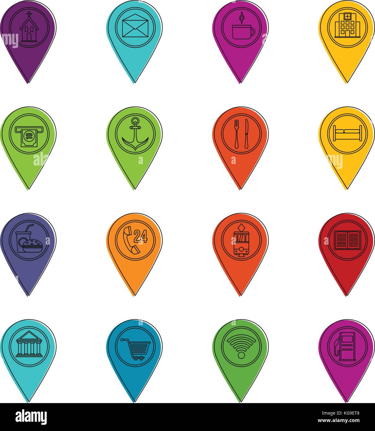 Points of interest icons doodle set Stock Vector Image & Art - Alamy