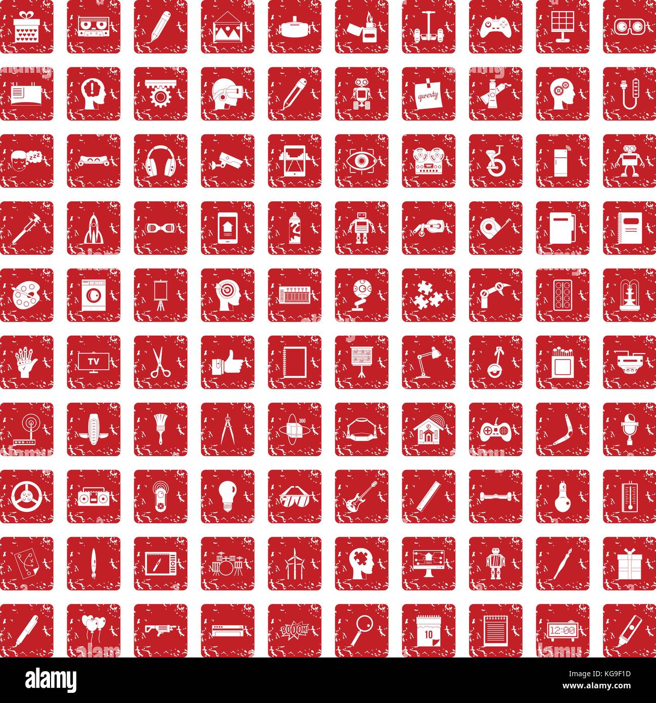 100 creative idea icons set grunge red Stock Vector Image & Art - Alamy