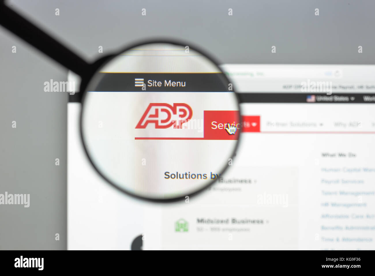 Milan, Italy - August 10, 2017: Automatic data processing services ...