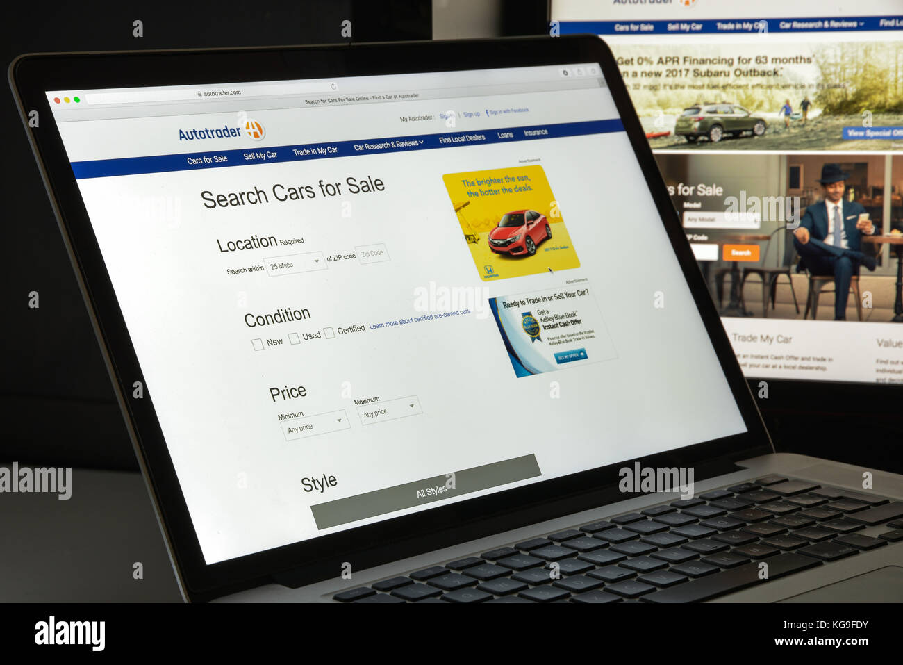 Milan, Italy - August 10, 2017: Autotrader website homepage. It an ...