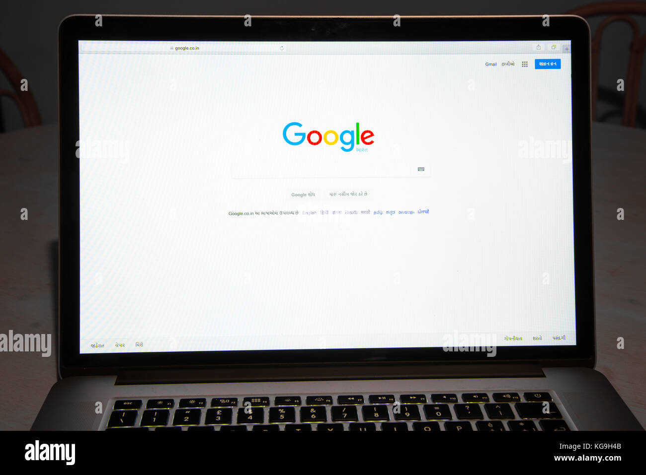 Milan, Italy - February 27, 2017: Google website on laptop screen. Google.com logo Stock Photo