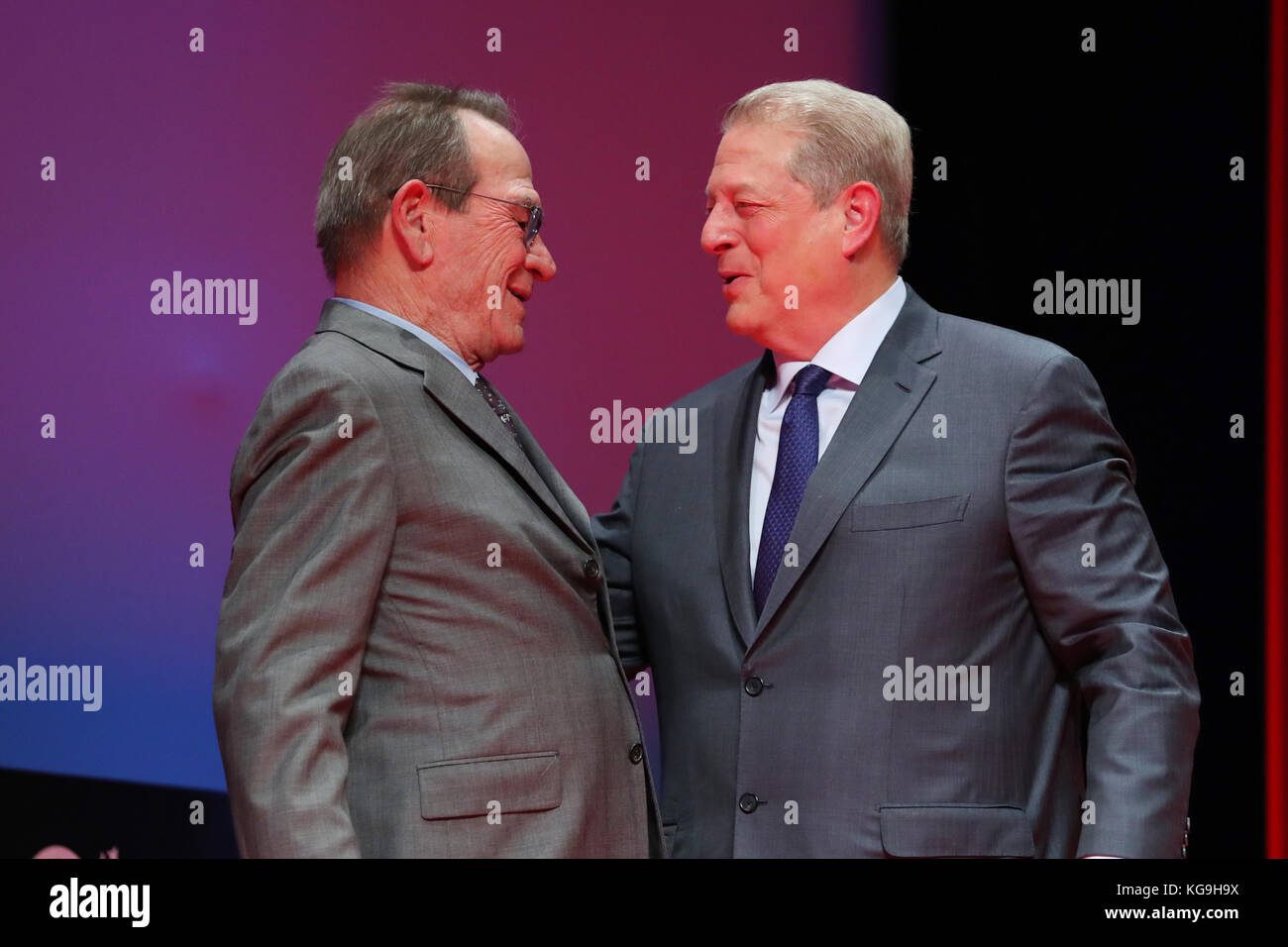 November 03, 2017. 03rd Nov, 2017. (L-R) Tommy Lee Jones, Al Gore, November  03, 2017 - Al Gore speaks about the film "An Inconvenient Sequel: Truth to  Power" during the 30th Tokyo