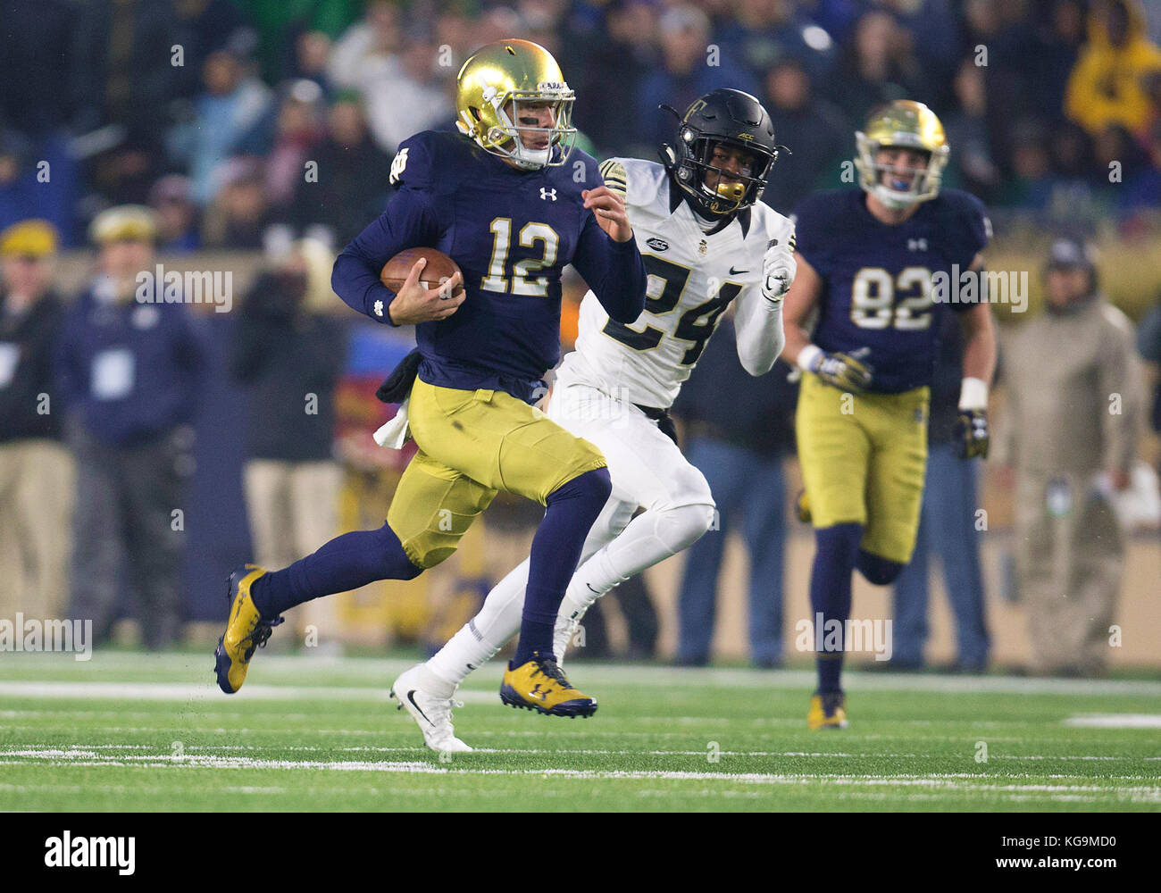 November 04, 2017 Notre Dame quarterback Ian Book (12) runs with the ball as Wake Forest
