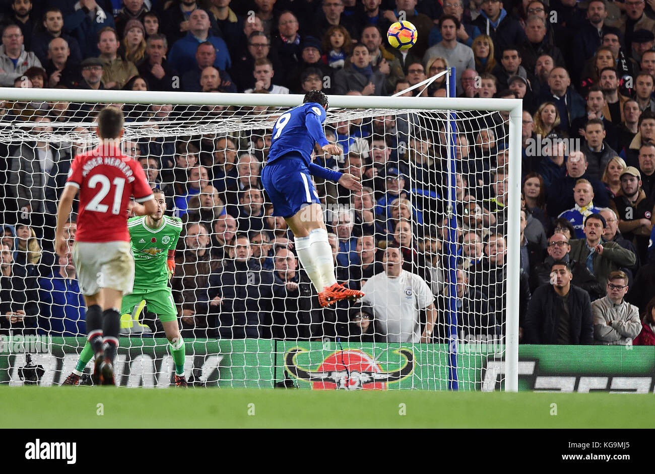 Alvaro Morata Of Chelsea Scores The Opening Goal Of The Game Past Stock Photo Alamy