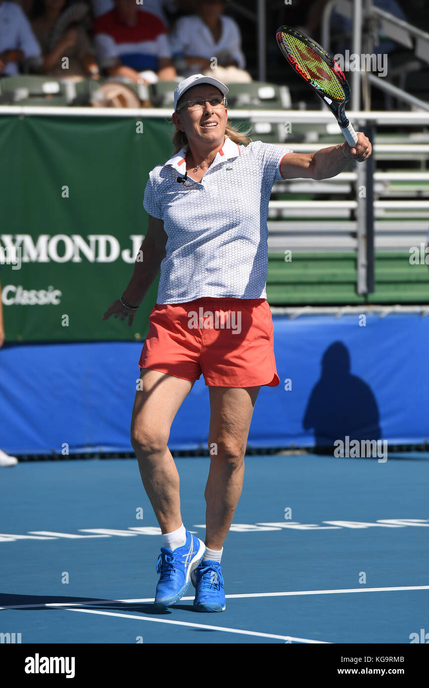 Delray Beach, FL, USA. 04th Nov, 2017. Martina Navratilova attends the Chris Evert/Raymond James Pro-Celebrity Tennis Classic at the Delray Beach Tennis Center on November 4, 2017 in Delray Beach Florida. Credit: Mpi04/Media Punch/Alamy Live News Stock Photo