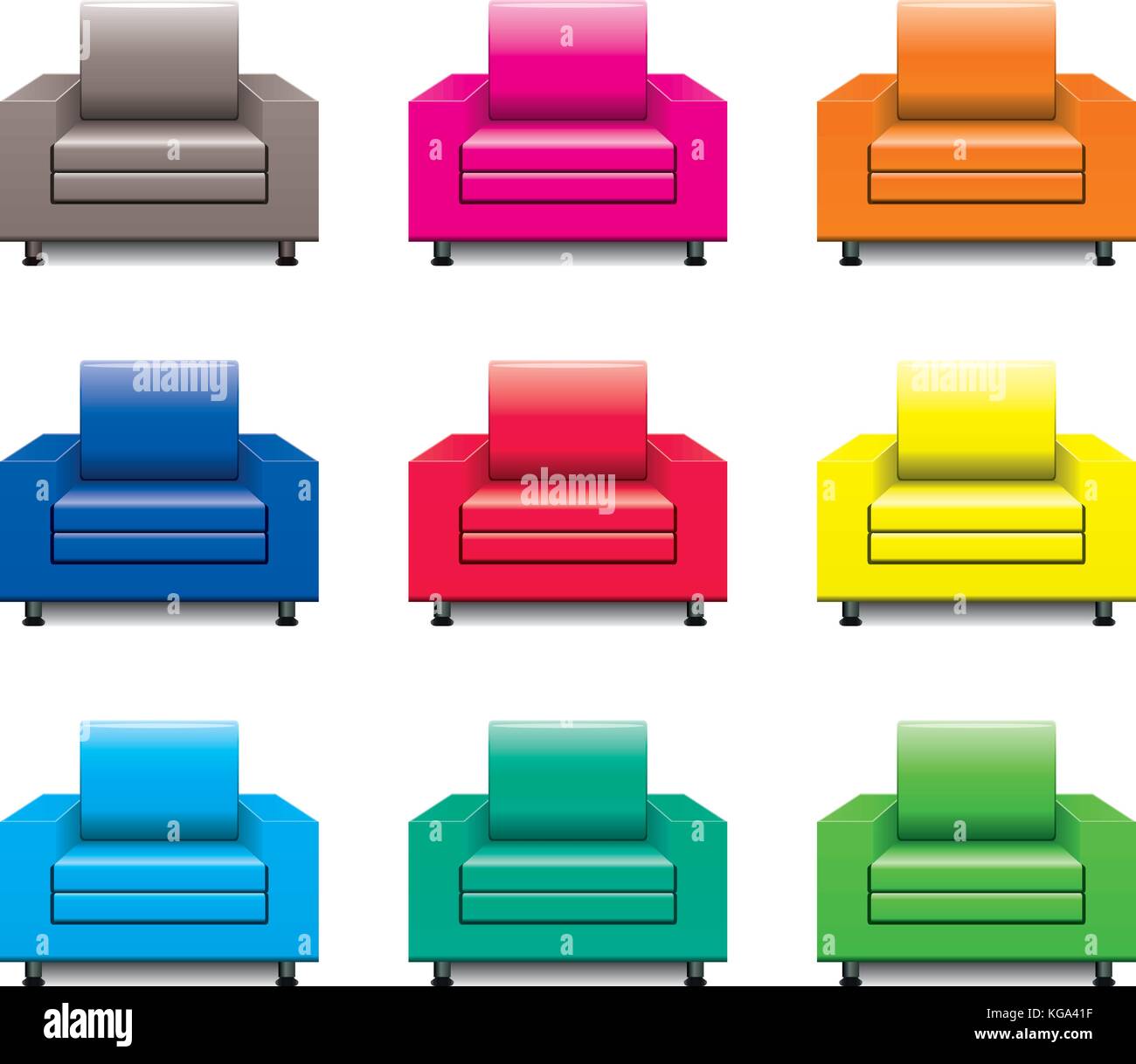vector colorful armchair set Stock Vector Image & Art - Alamy