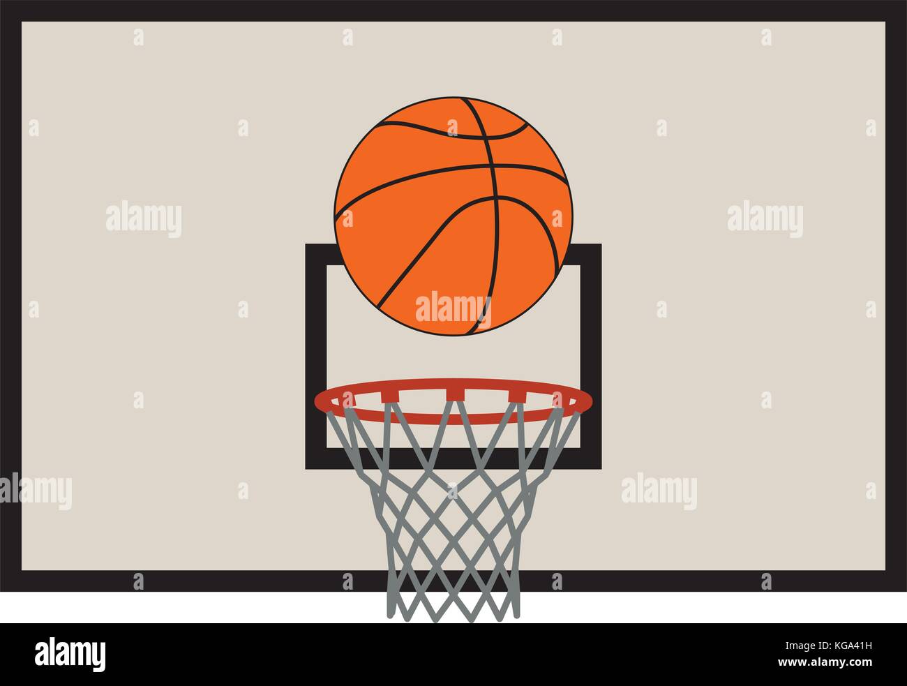 vector illustration of basketball net and backboard set Stock