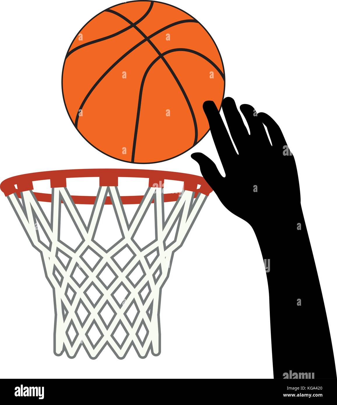 Basketball ball through hoop isolated hires stock photography and