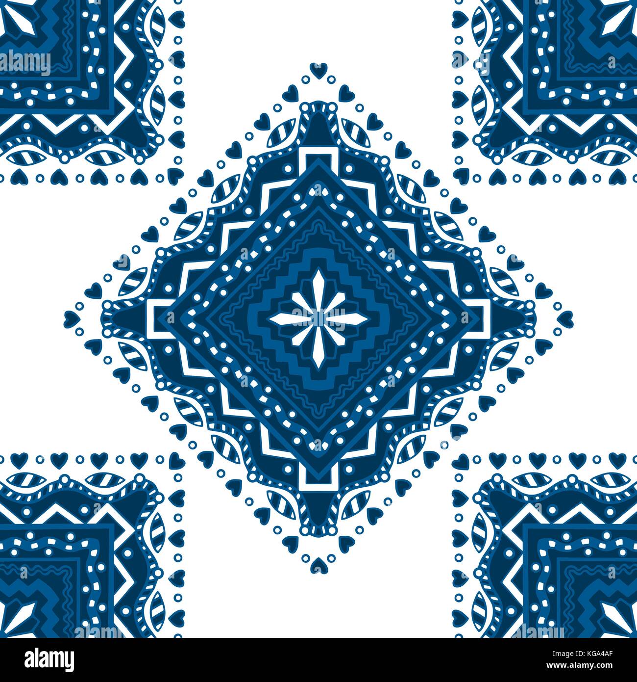 Blue seamless pattern. Design for dutch tile, background, textile Stock ...