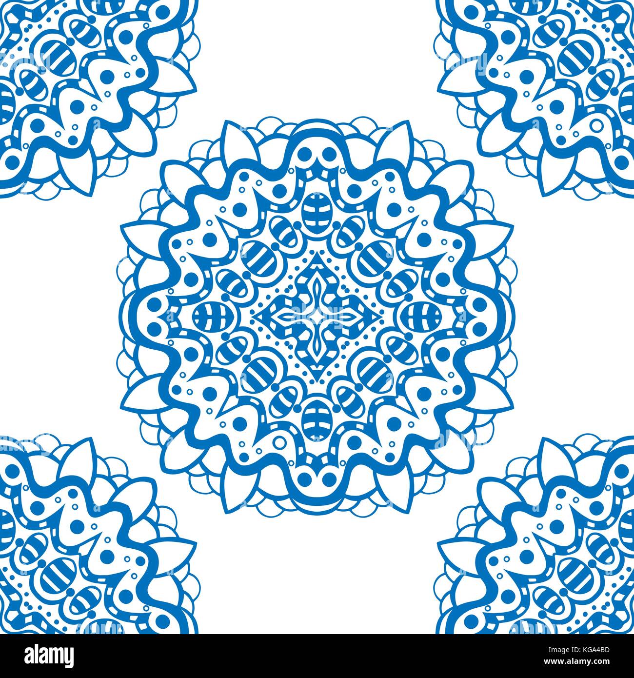 Blue seamless pattern. Design for dutch tile, background, textile Stock