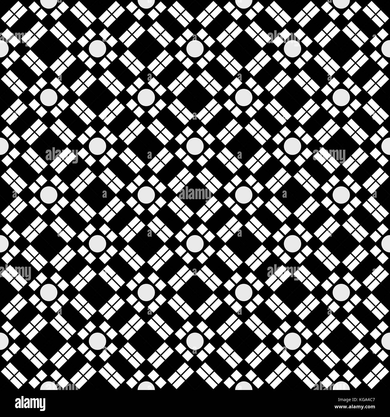 Geometric seamless pattern, vector background in black and white. Stock Vector