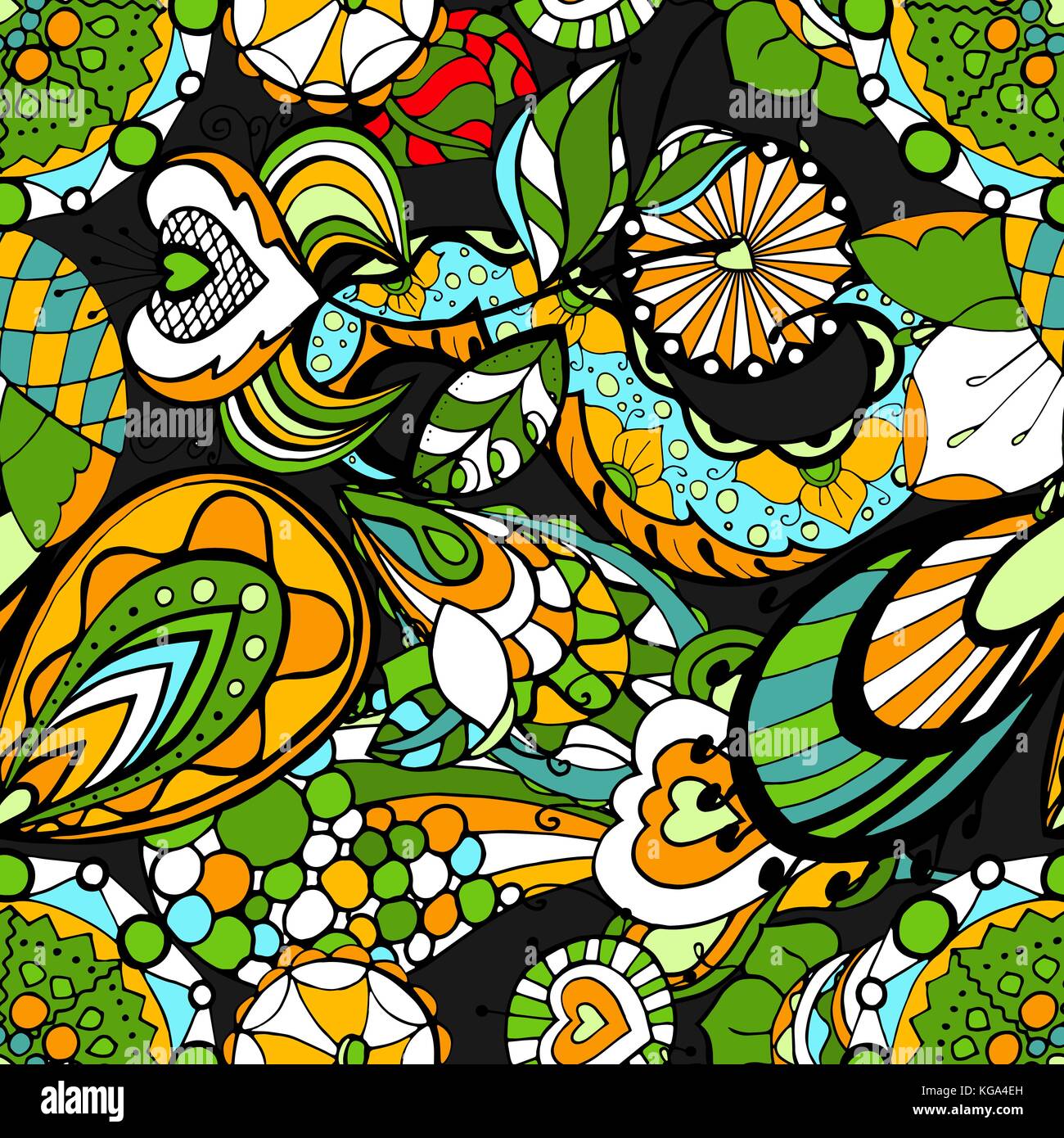 Seamless abstract hand-drawn floral pattern. Vector illustration Stock ...
