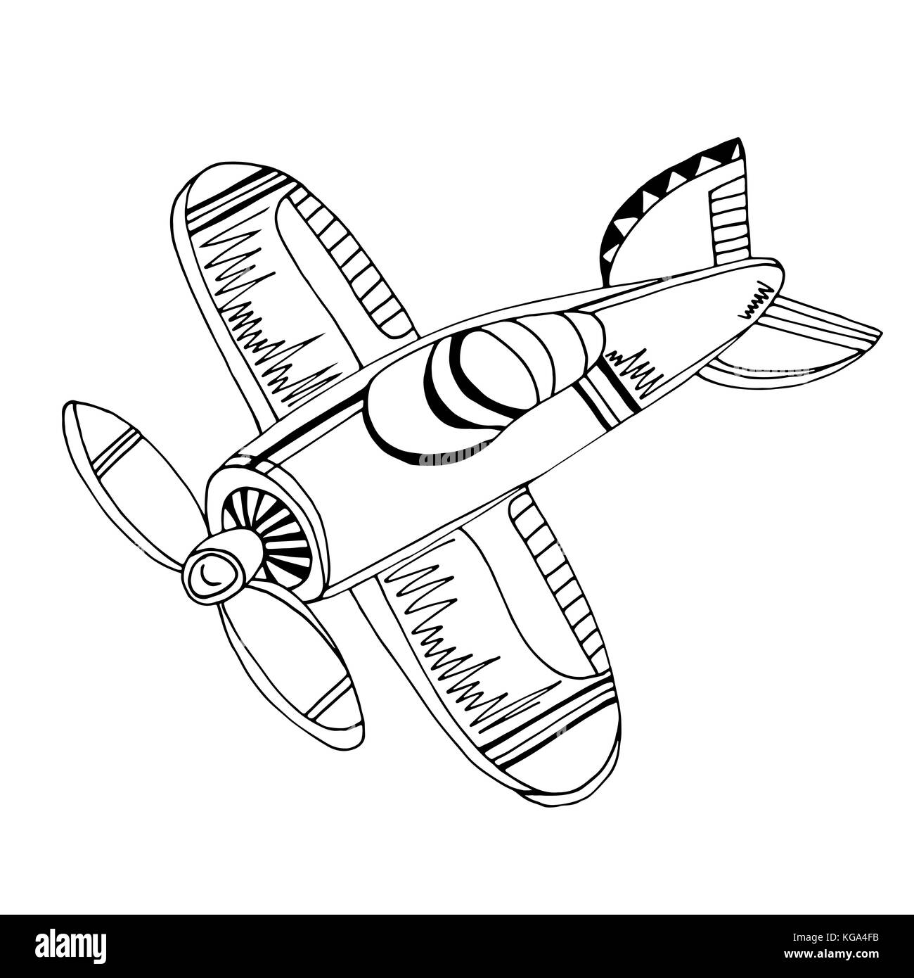 Retro cartoon airplane. Vector illustration. Sketch hand drawn Stock Vector  Image & Art - Alamy