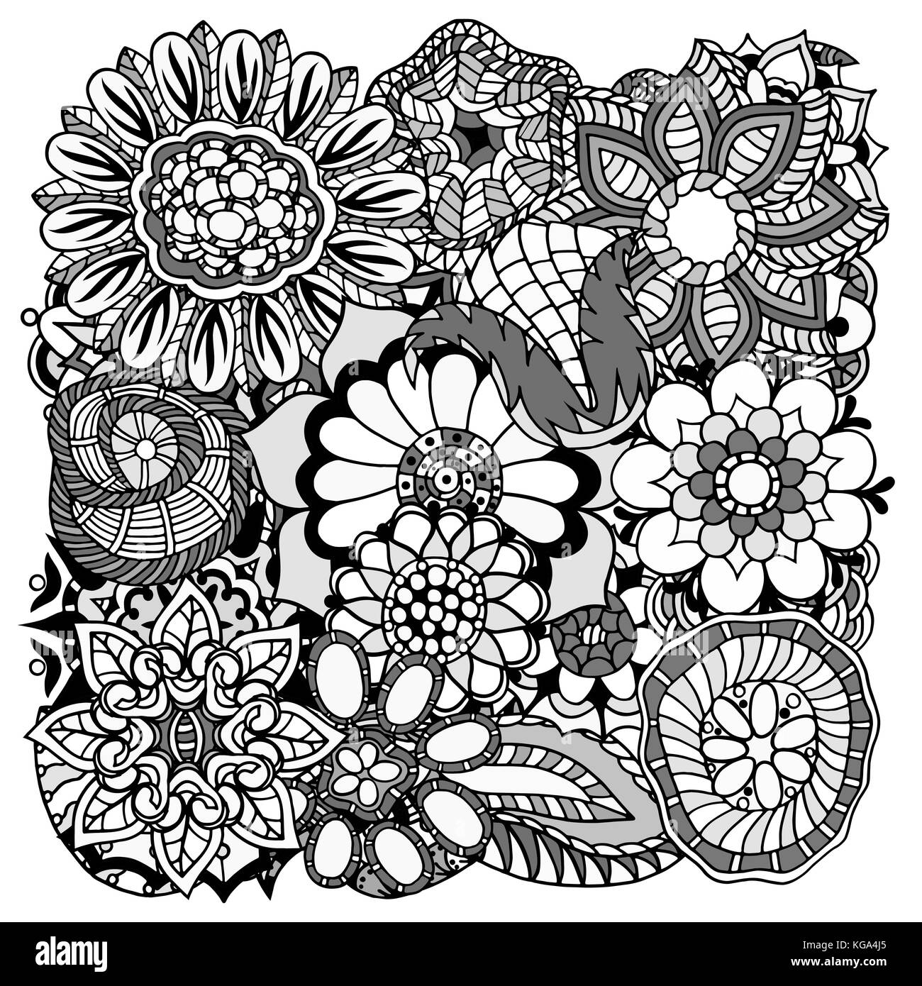 Ethnic Floral Art Doodle Background Pattern Circle In Vector