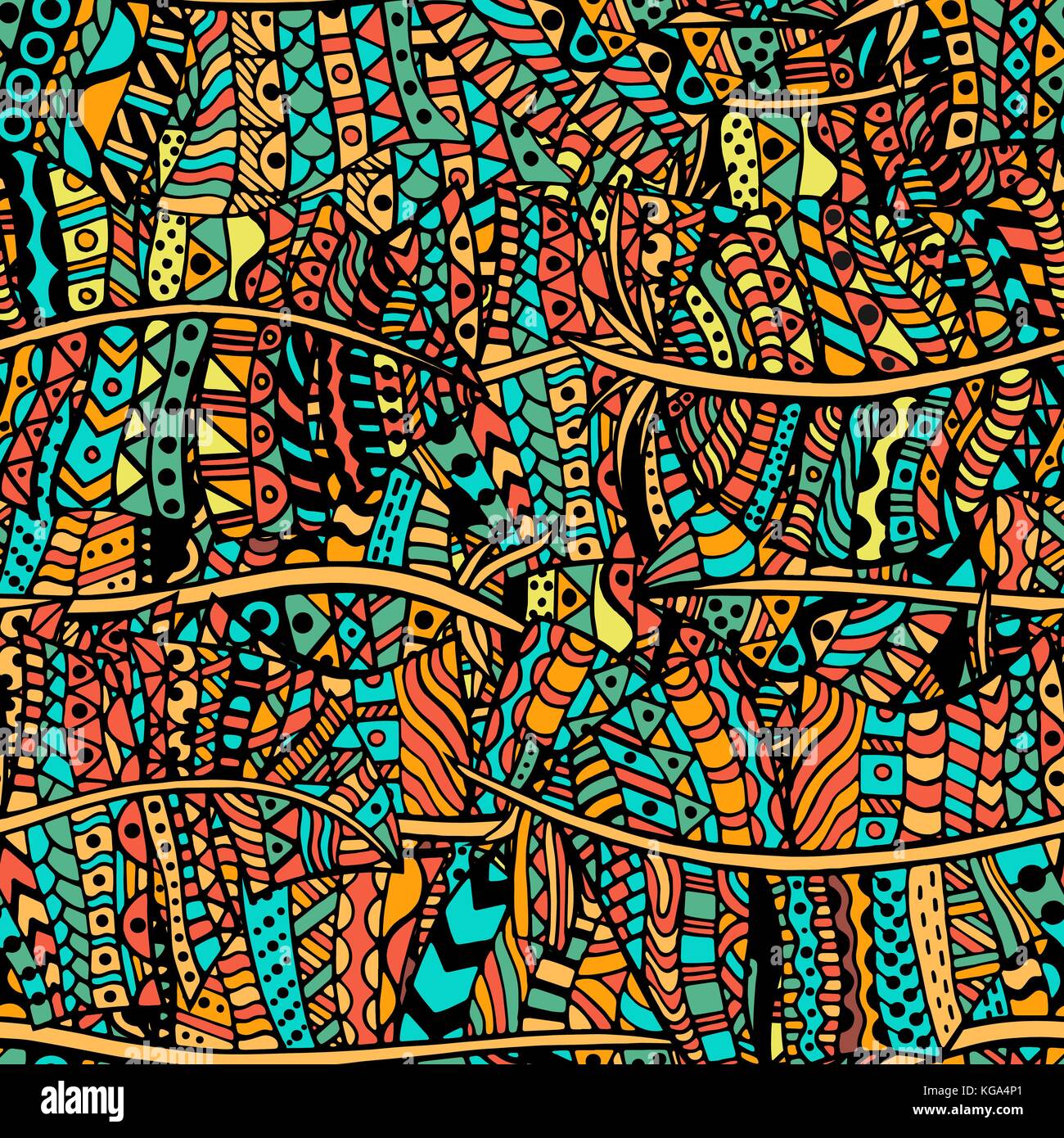 Colored Artistically ethnic pattern. Hand-drawn, ethnic, floral, retro ...