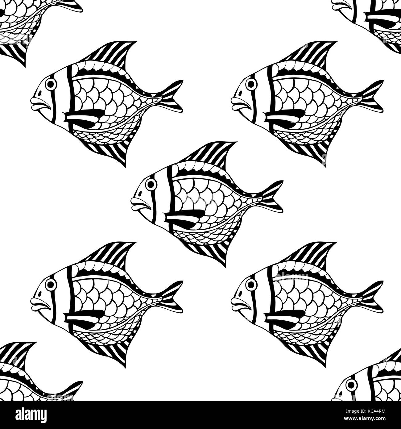 Monochrome Fish, seamless pattern background. Vector illustration Stock ...
