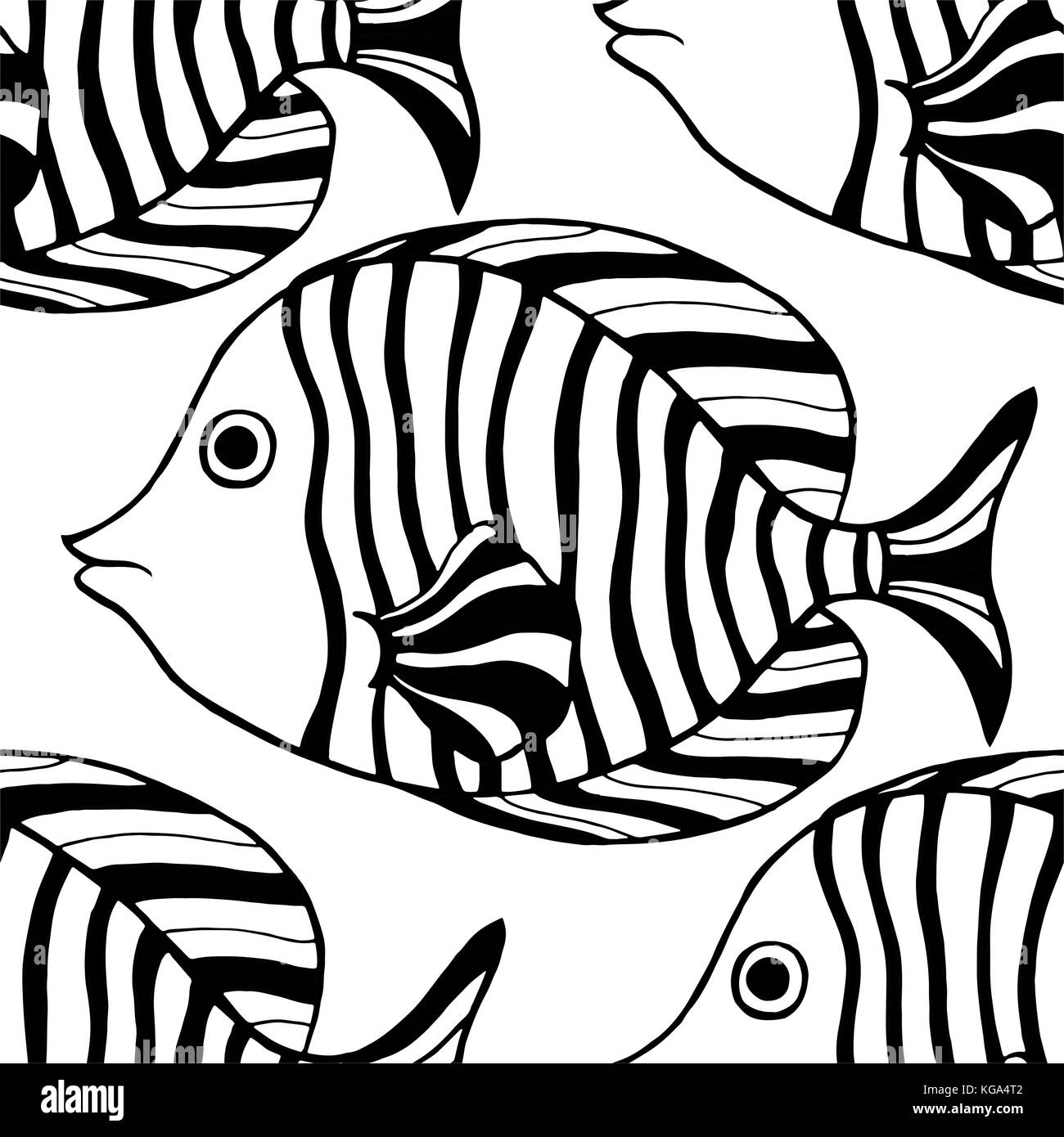 Monochrome Fish, seamless pattern background. Vector illustration Stock ...