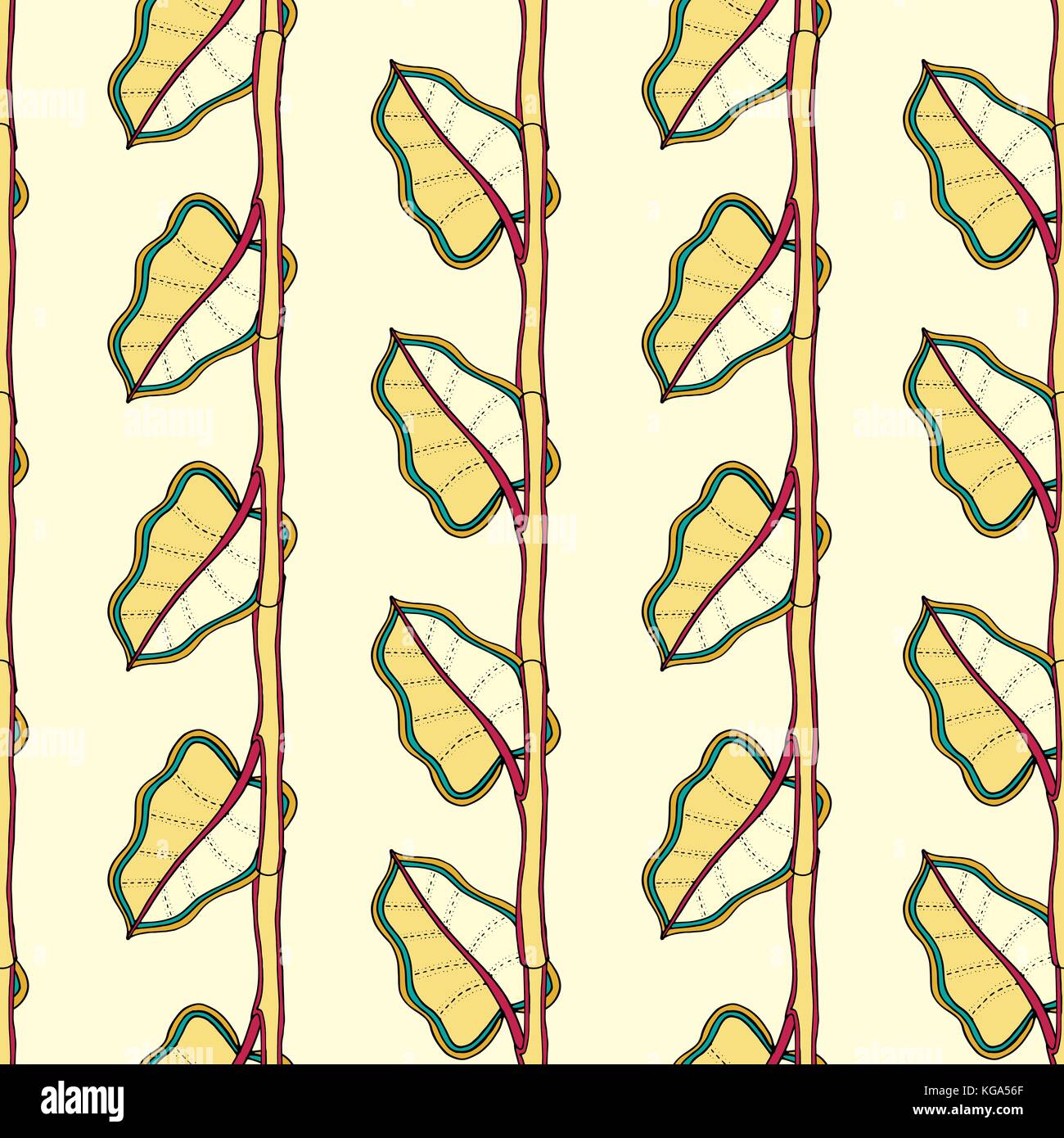 seamless pattern with branches and leafs. Vector illustration Stock ...
