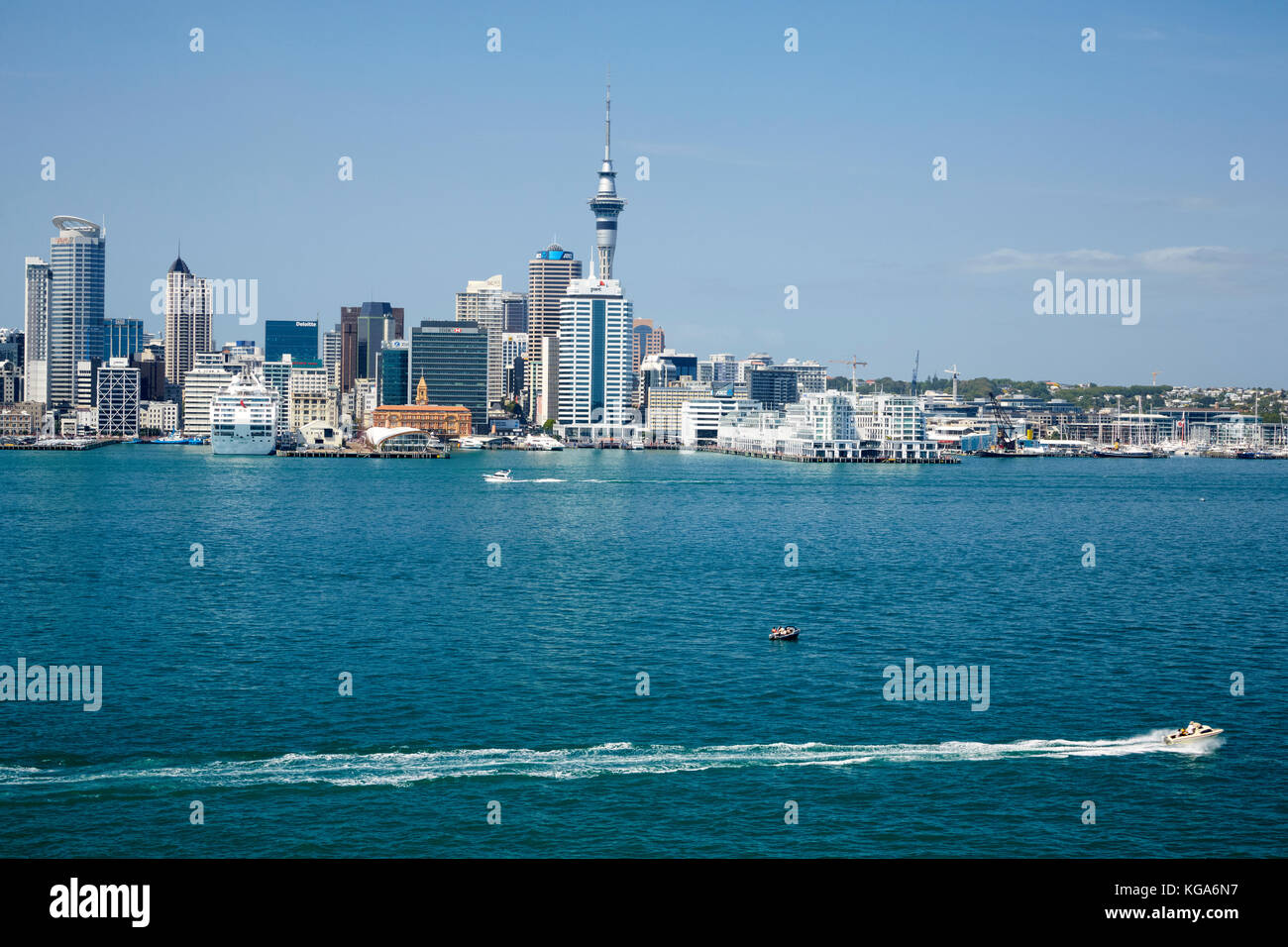 Skyline of Auckland, New Zealand Stock Photo