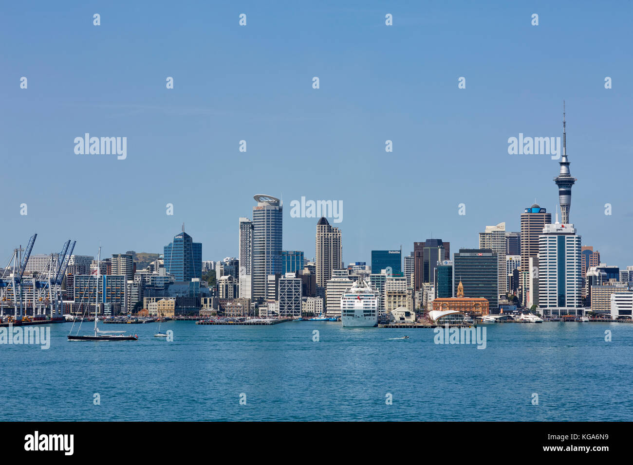 Skyline of Auckland, New Zealand Stock Photo
