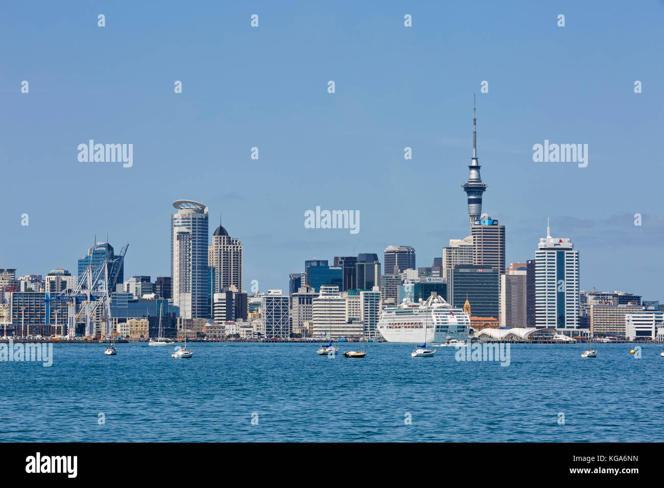Skyline of Auckland, New Zealand Stock Photo