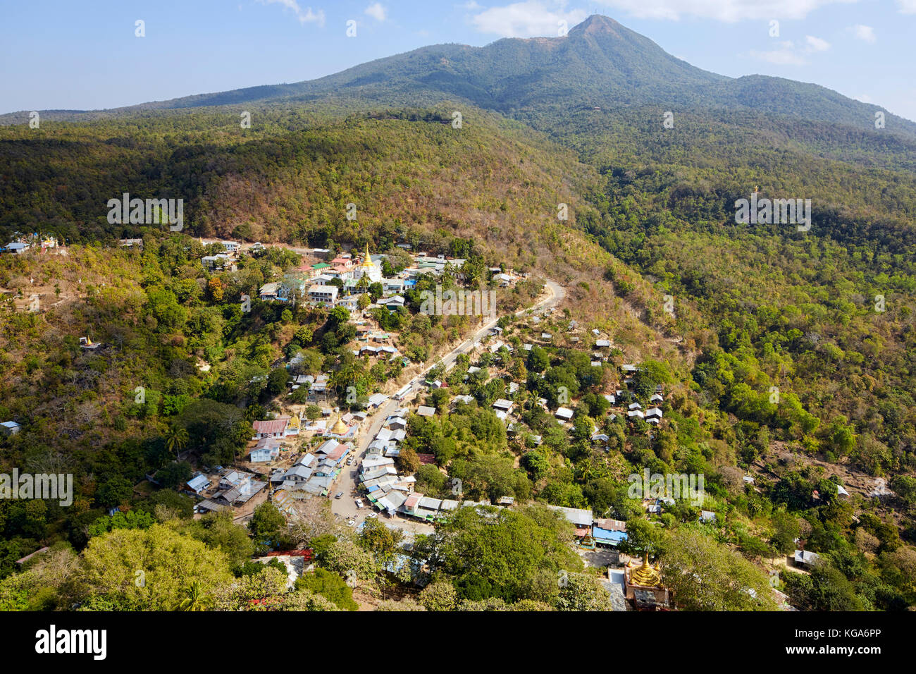 View of Mount Popa National Park from Mount Popa, Myanmar (Burma), Southeast Asia Stock Photo