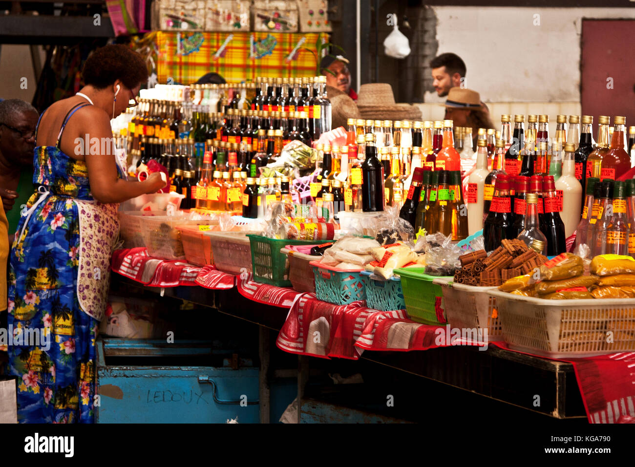 Grande Marche, Public Market, in Fort de France, Martinique shoppers, goods Stock Photo