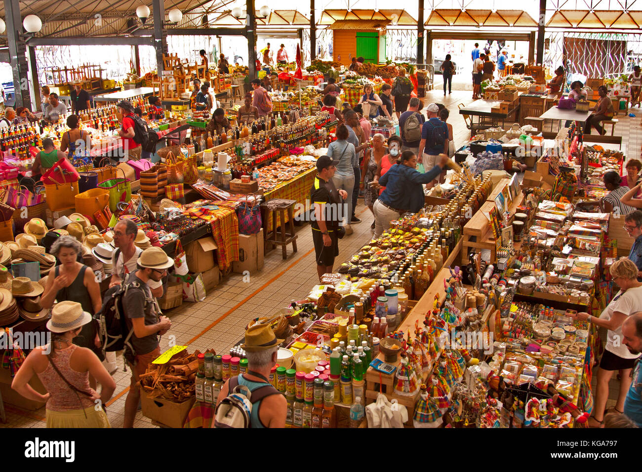 Grande Marche, Public Market, in Fort de France, Martinique shoppers, goods Stock Photo