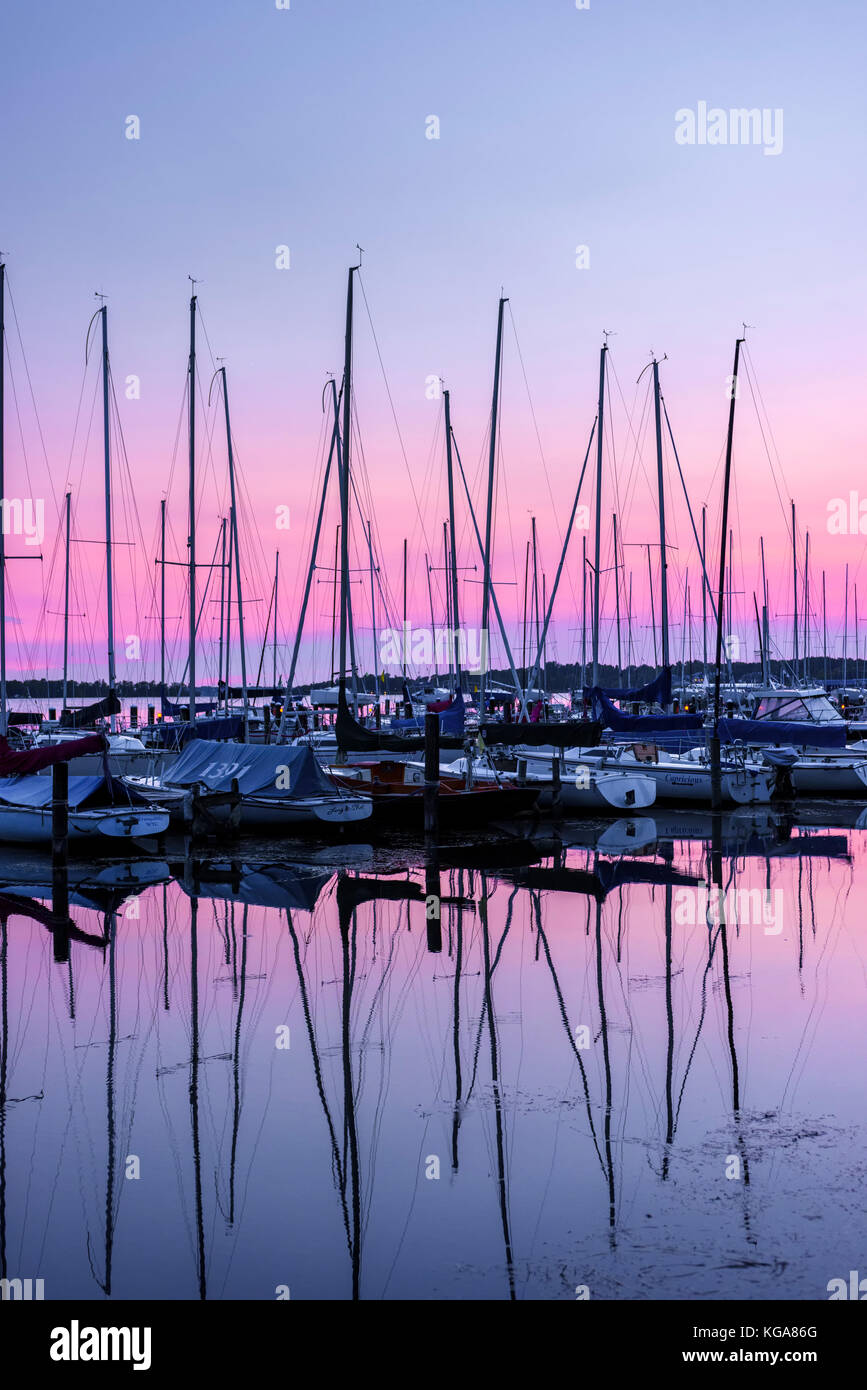 Sunset over Wayzata Yacht Club on Wayzata Bay, Lake Stock