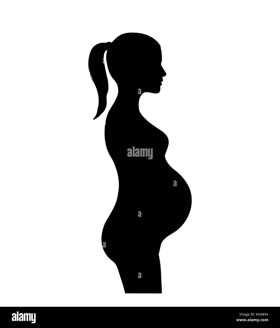 Pregnant woman silhouette. Motherhood sign. Pregnancy symbol Stock Vector