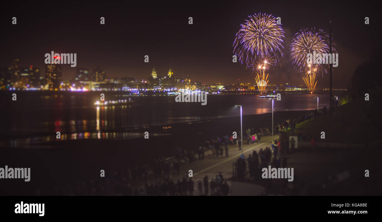 Fireworks Light Up Liverpool Waterfront For The River Of Light This Spectacle Is Organized Every Year On Or Around Bonfire Night In Liverpool England Stock Photo Alamy
