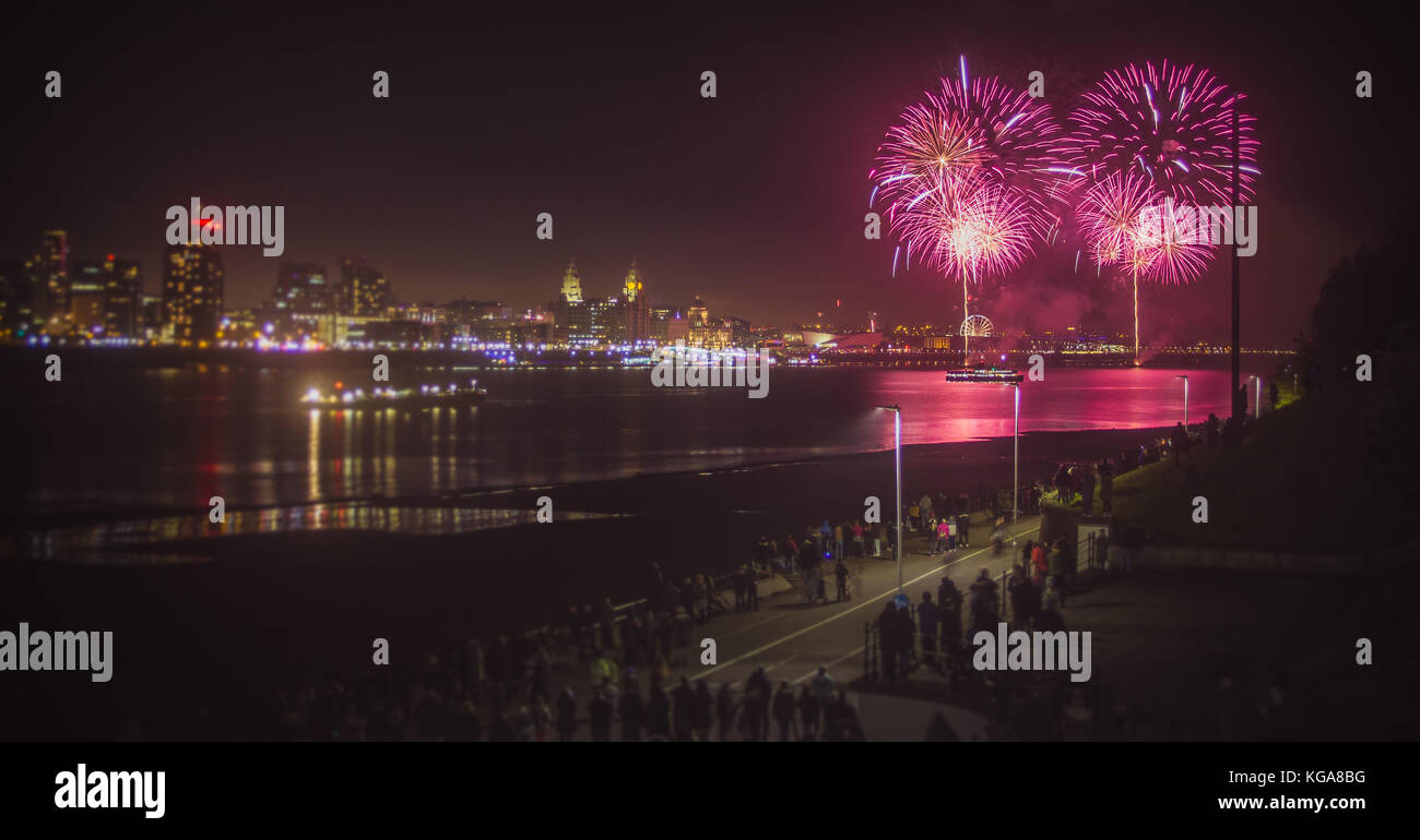 Fireworks light up Liverpool Waterfront for The River of Light, this