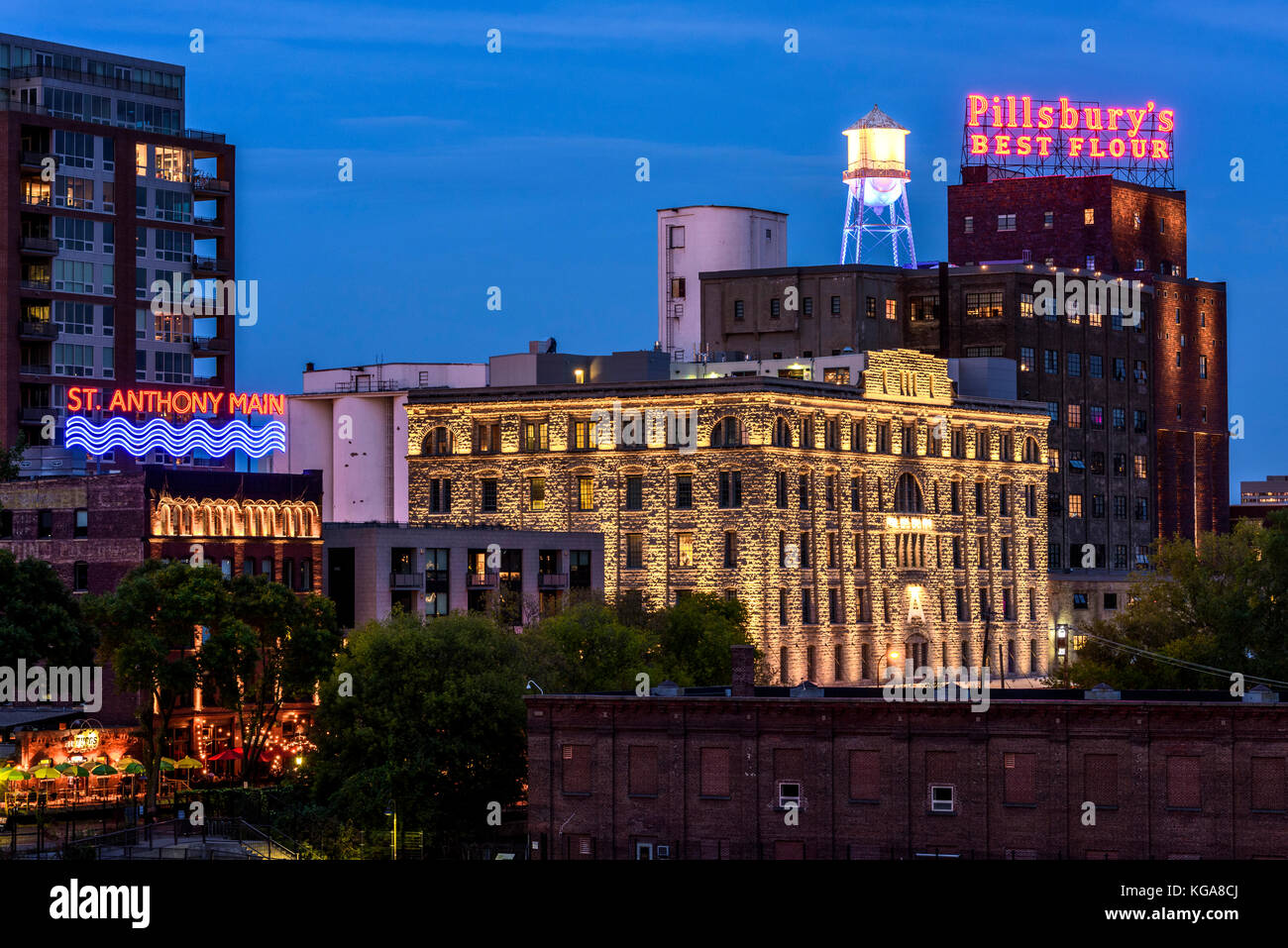 St. Anthony Main area of Minneapolis with the Pillsbury A Mill building