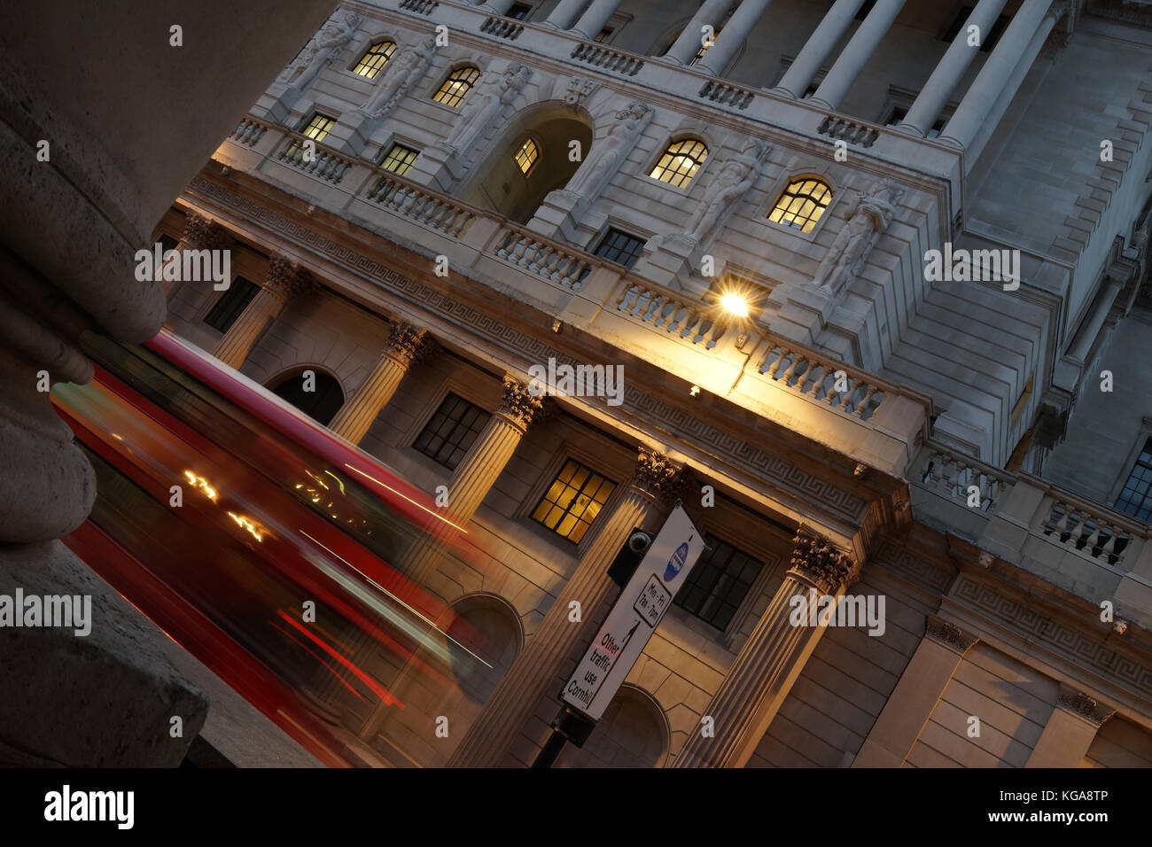 The Bank of England, London, at night Stock Photo