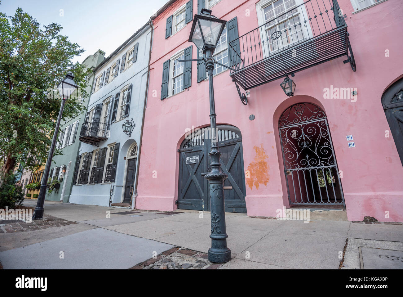 Rainbow Row in Charleston is a neighborhood of pastel colored row