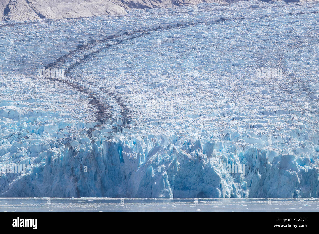 Glacier showing medial moraine, Alaska Stock Photo