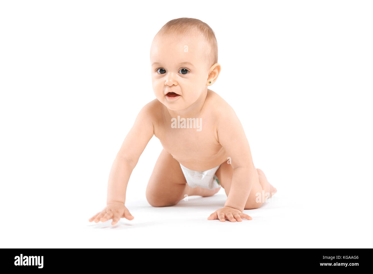 little girl in diaper Stock Photo Alamy