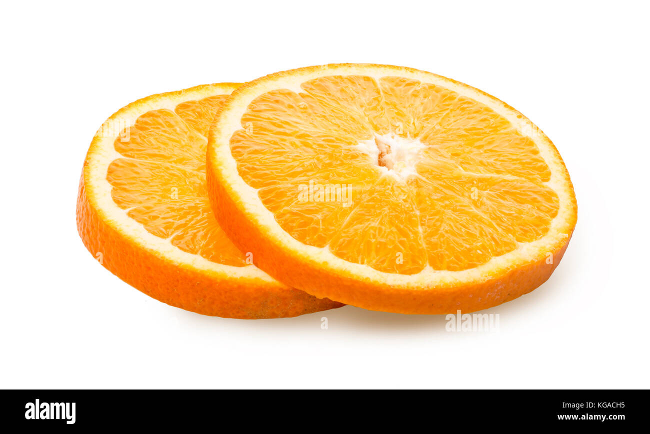 slice of orange fruit isolated on white background Stock Photo - Alamy