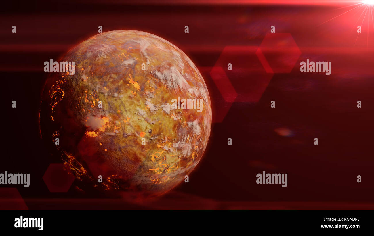 alien planet with lava streams lit by a red sun Stock Photo - Alamy