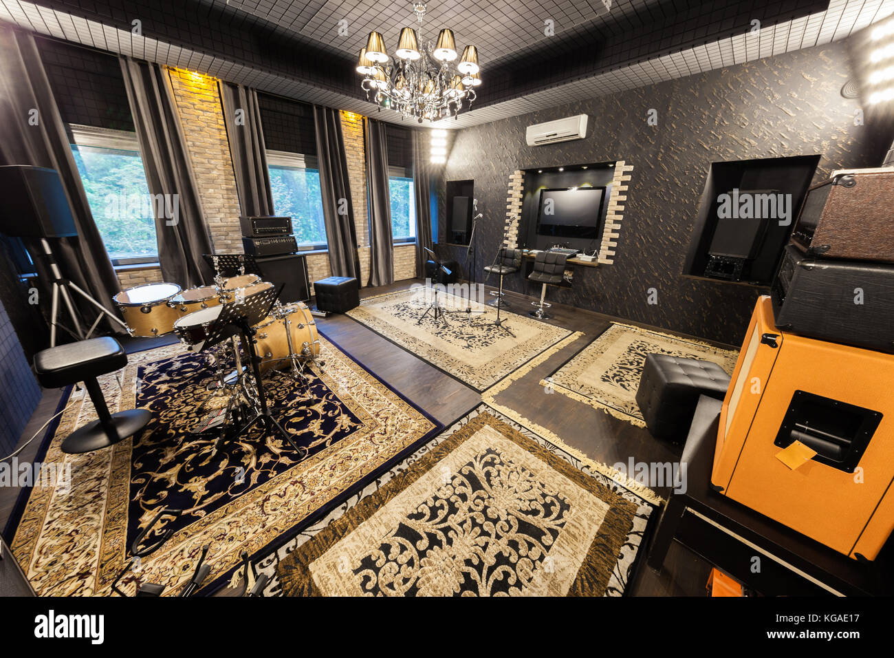 professional recording studio with musical instruments Stock Photo Alamy