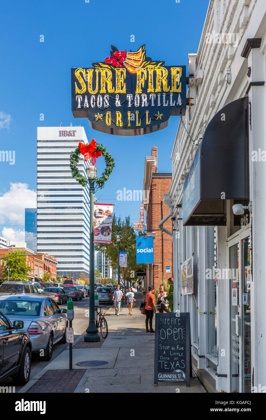 Sure Fire Grill on Gervais Street in downtown Columbia, South Carolina, USA Stock Photo