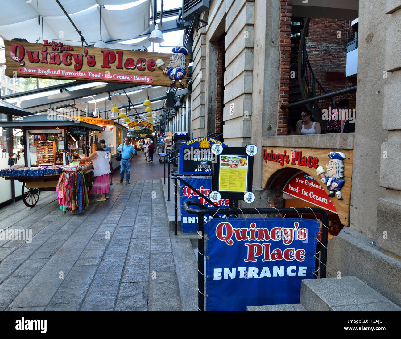 Shops inside Faneuil Hall Marketplace Boston, Massachusetts Stock Photo