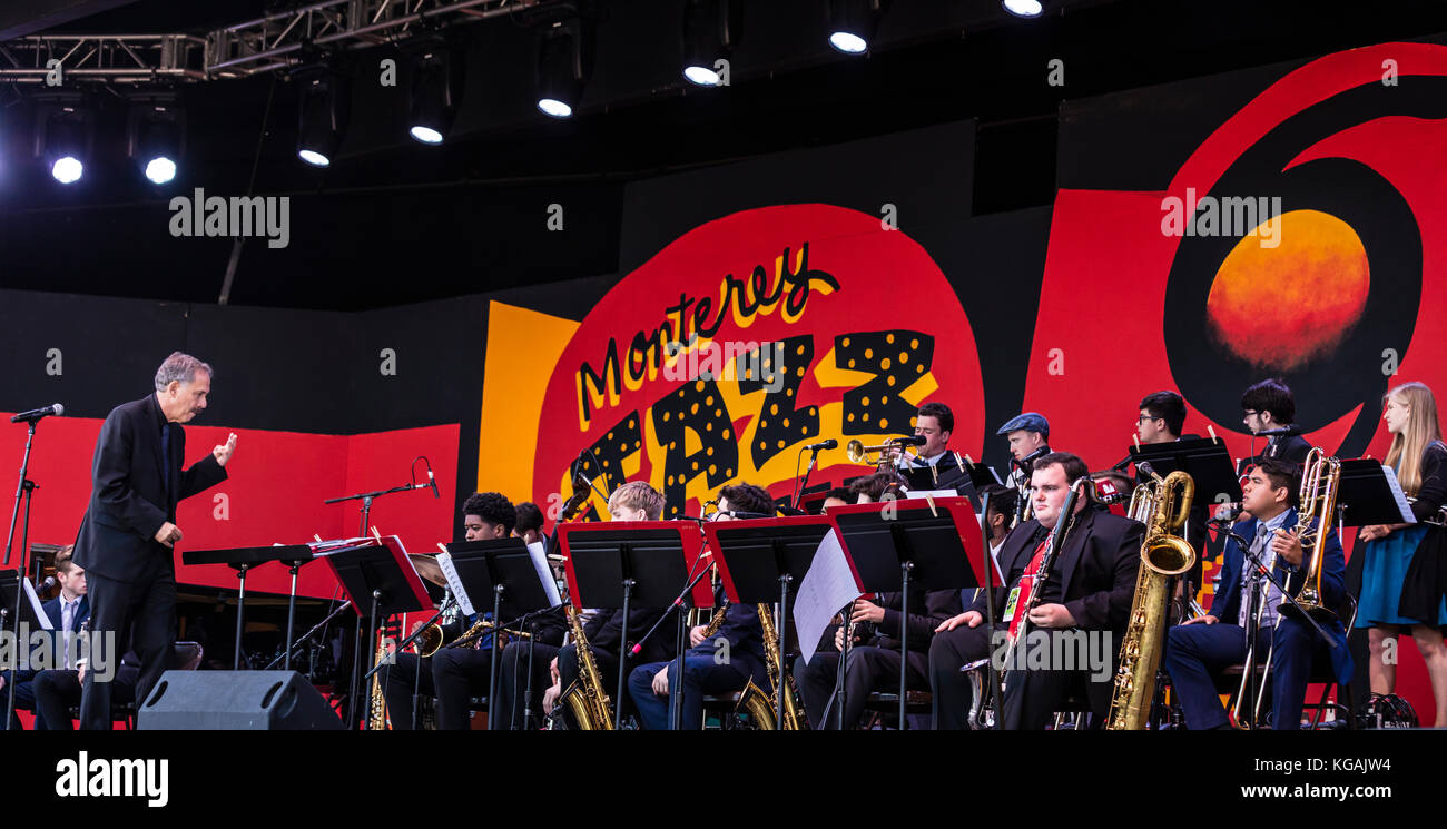 PAUL CANTOS directs the NEXT GENERATION JAZZ ORCHESTRA - 60th MONTEREY JAZZ FESTIVAL, CALIFORNIA Stock Photo
