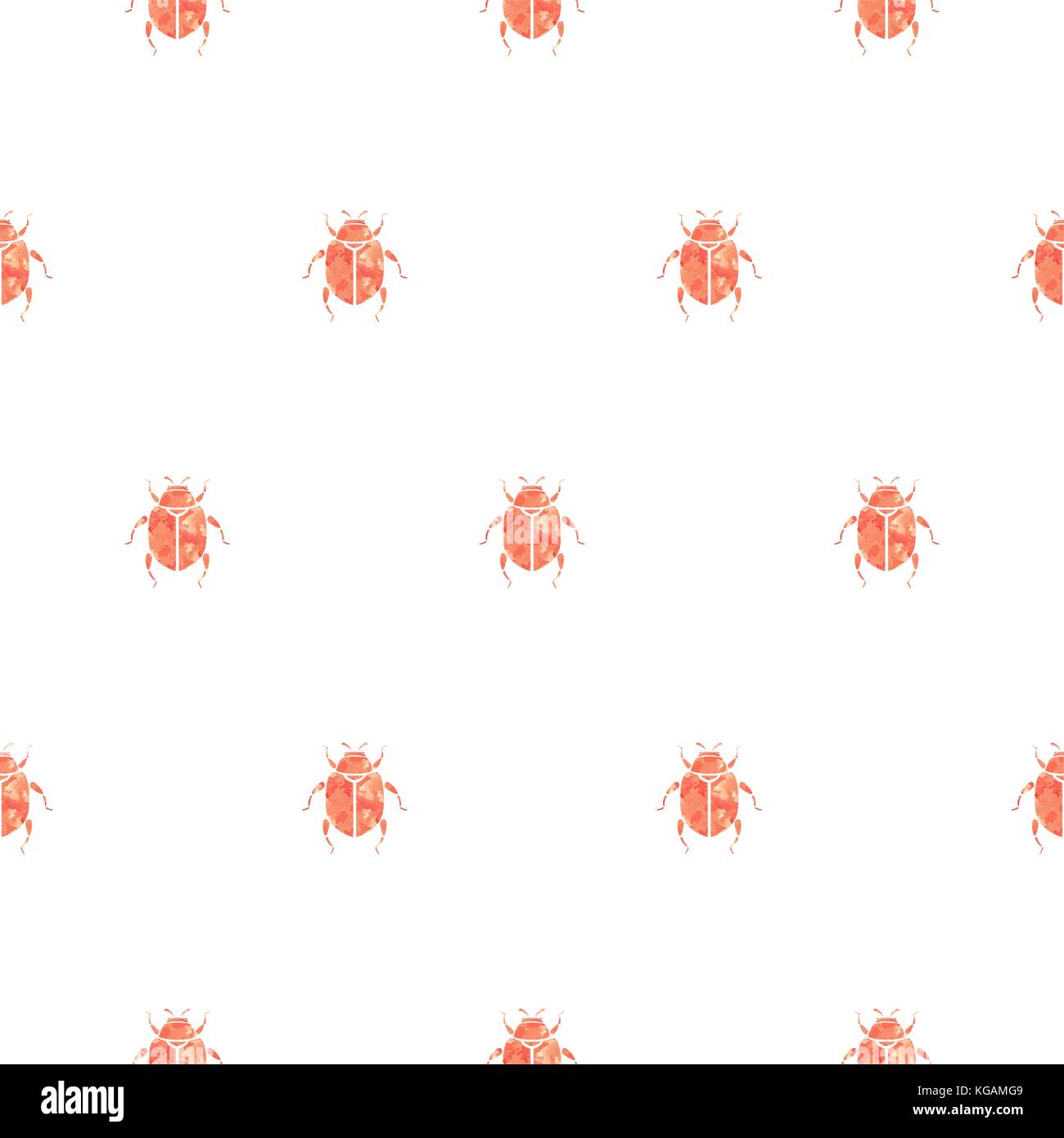 Beetle rose gold and white vector seamless pattern for print. Stock Vector