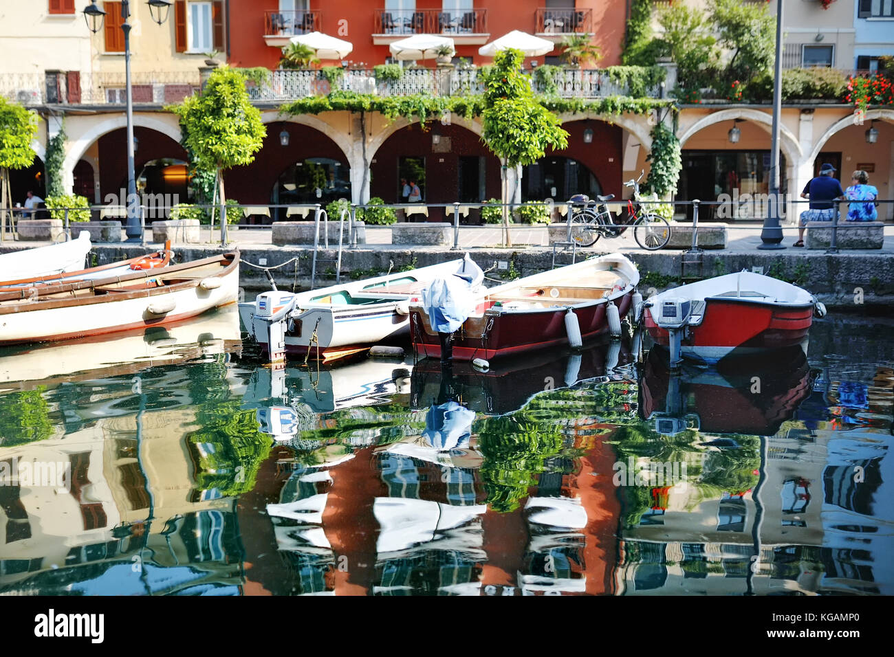 Boats on Garda lake, Desenzano del Garda, Lombardy, Italy Stock Photo