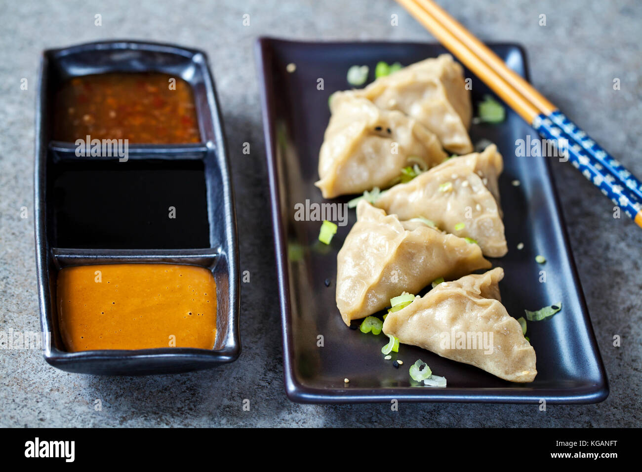 Asian pork dumplings Stock Photo